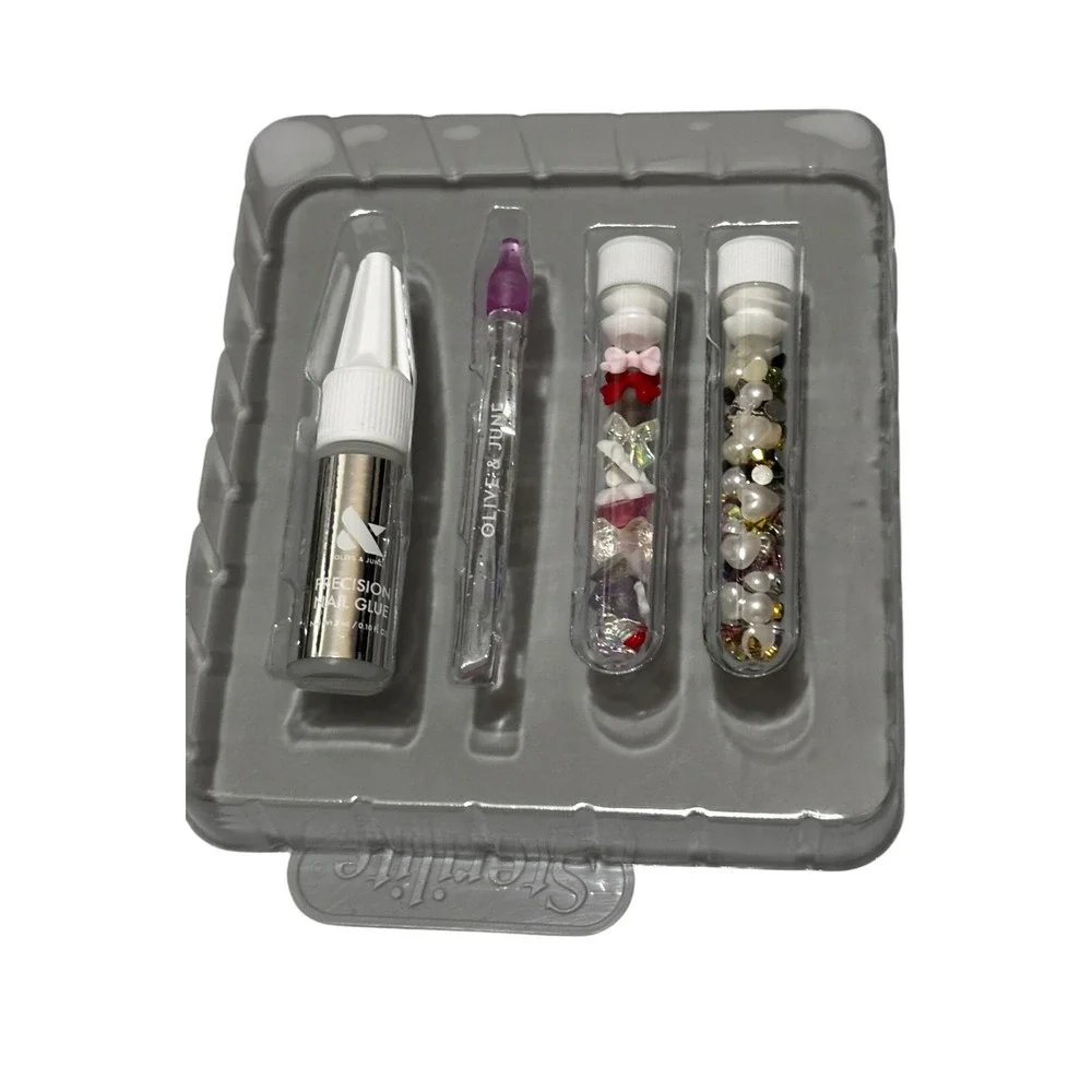 Olive & June Nail Gem Kit DIY Manicure 259 Gems Applicator & Precision Glue NEW